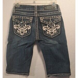 La Idol Womens Shorts Bermuda Length Jeans Jr Size 5  Bling Rhinestone Pockets